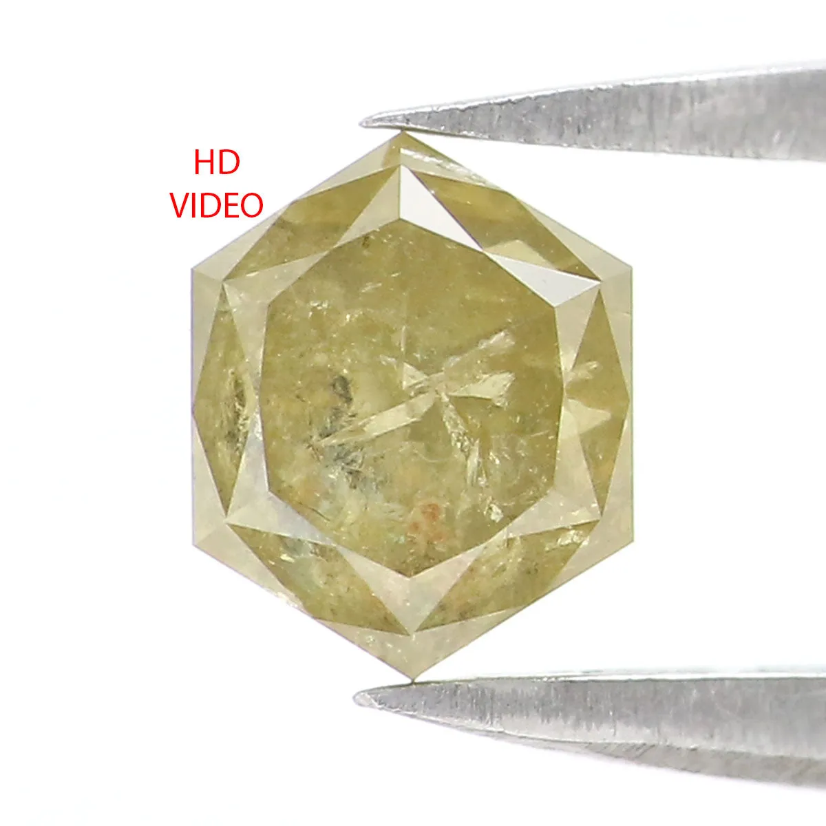 Natural Loose Hexagon Yellow Green Color Diamond 0.95 CT 6.11 MM Hexagon Shape Rose Cut Diamond L2509