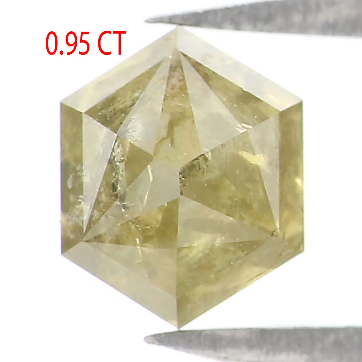 Natural Loose Hexagon Yellow Green Color Diamond 0.95 CT 6.11 MM Hexagon Shape Rose Cut Diamond L2509