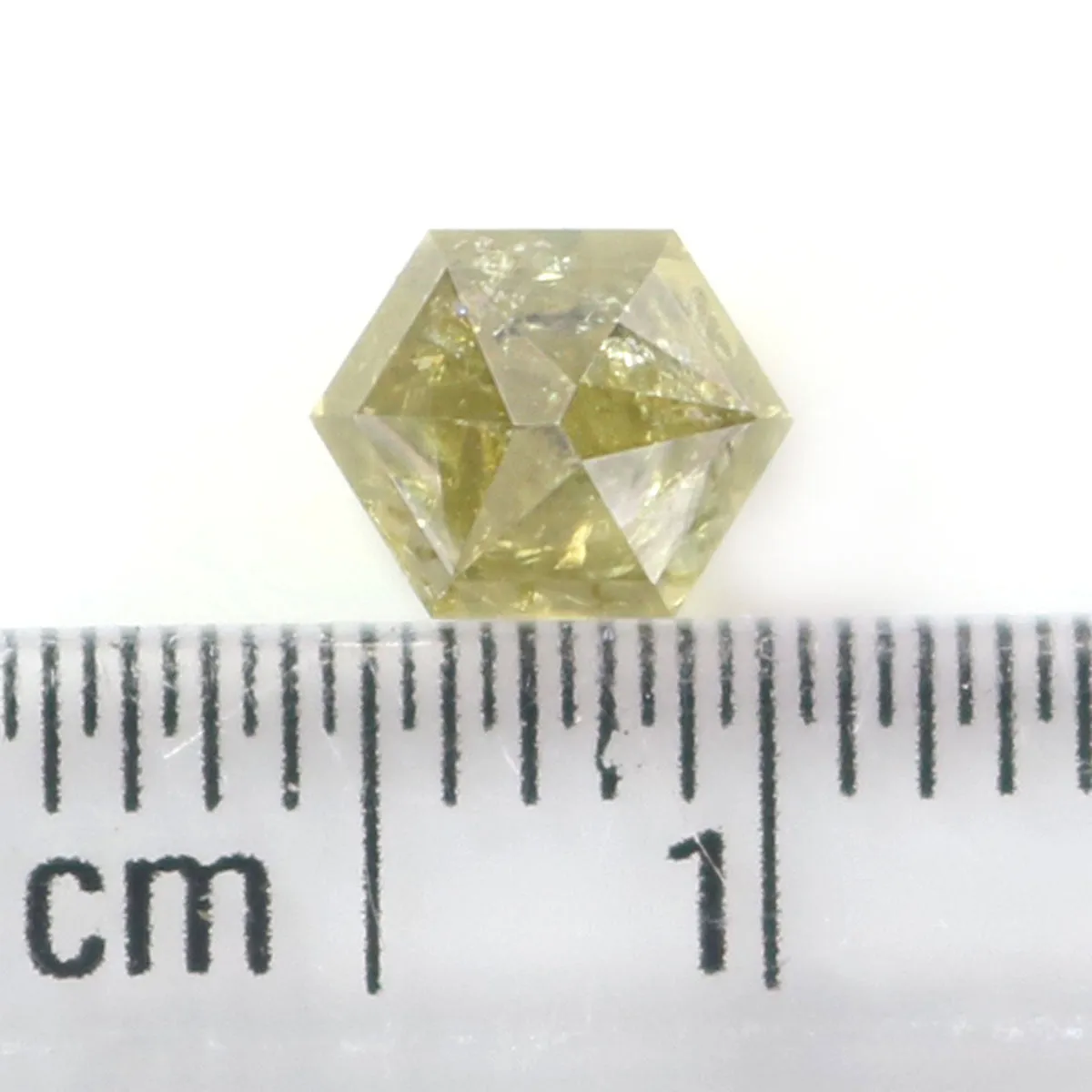 Natural Loose Hexagon Yellow Green Color Diamond 0.95 CT 6.11 MM Hexagon Shape Rose Cut Diamond L2509