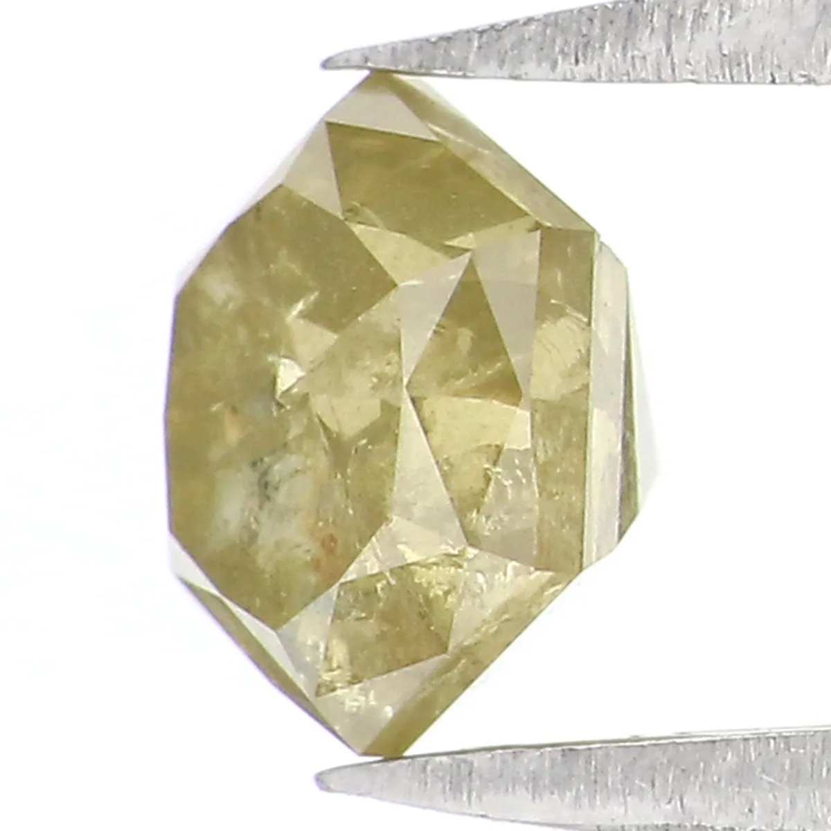 Natural Loose Hexagon Yellow Green Color Diamond 0.95 CT 6.11 MM Hexagon Shape Rose Cut Diamond L2509