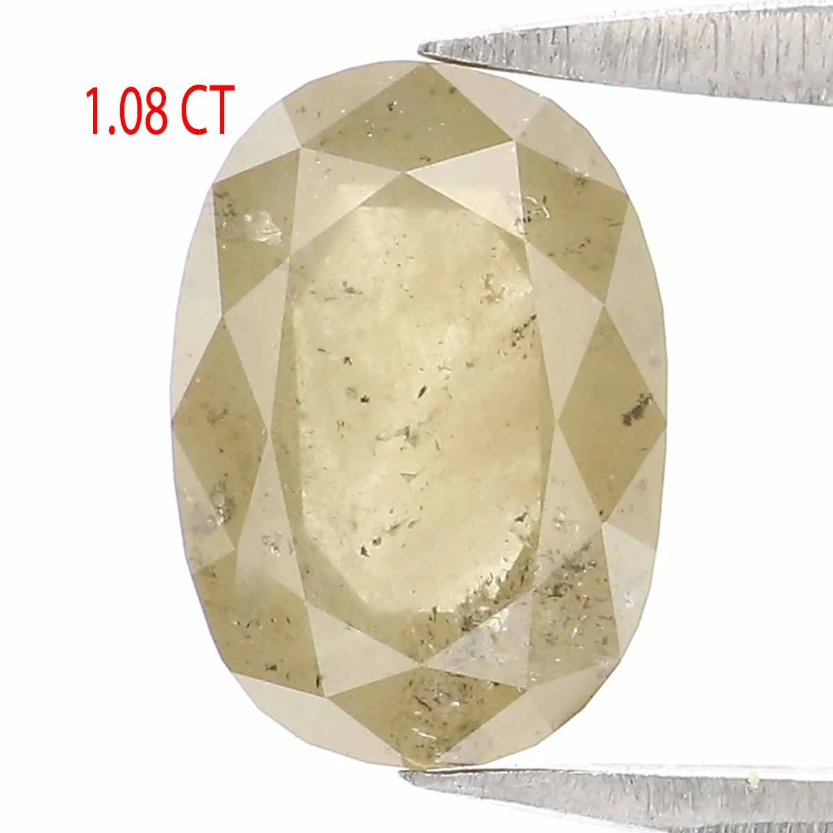 Natural Loose oval Diamond Yellow Grey Color 1.08 CT 7.90 MM oval Rose Cut Shape Diamond KR1915