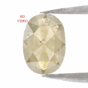 Natural Loose oval Diamond Yellow Grey Color 1.08 CT 7.90 MM oval Rose Cut Shape Diamond KR1915