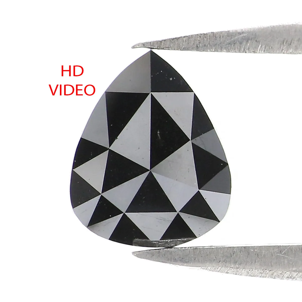 Natural Loose Pear Diamond Black Color 0.69 CT 7.41 MM Pear Shape Rose Cut Diamond L2632