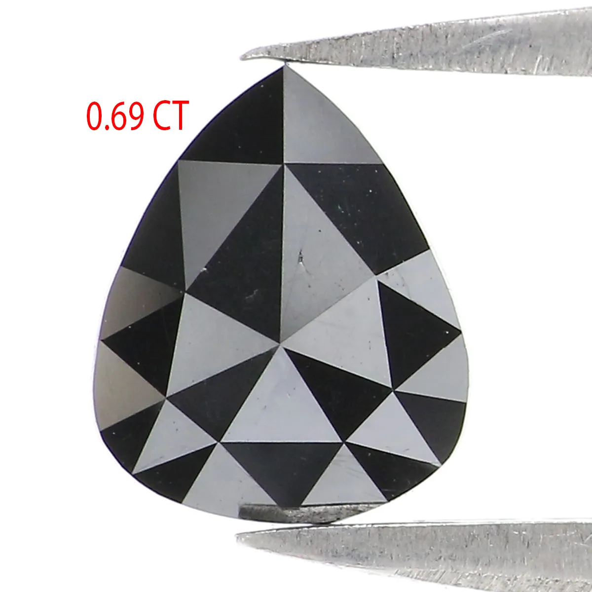 Natural Loose Pear Diamond Black Color 0.69 CT 7.41 MM Pear Shape Rose Cut Diamond L2632