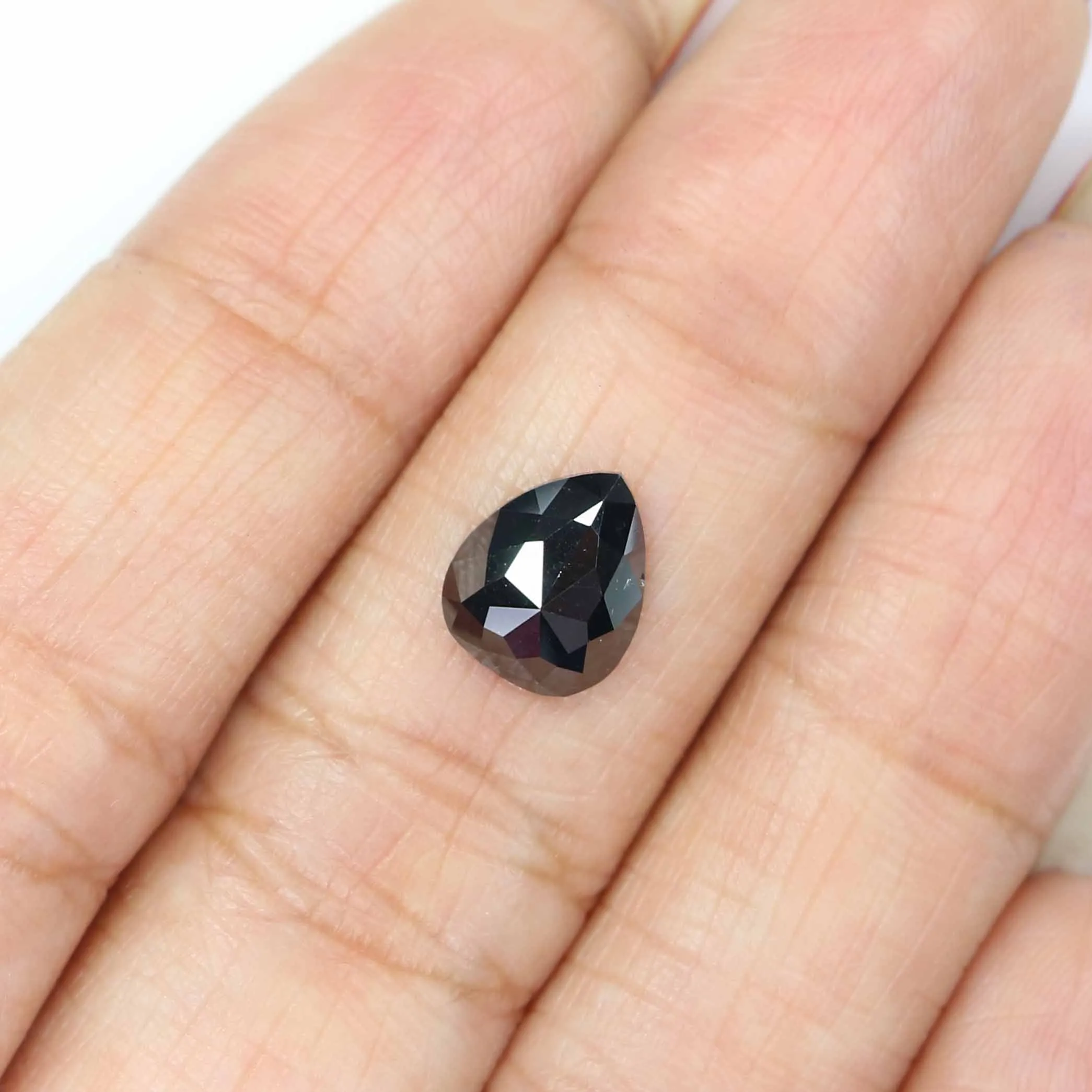 Natural Loose Pear Diamond Black Color 1.62 CT 8.80 MM Pear Shape Rose Cut Diamond L6183