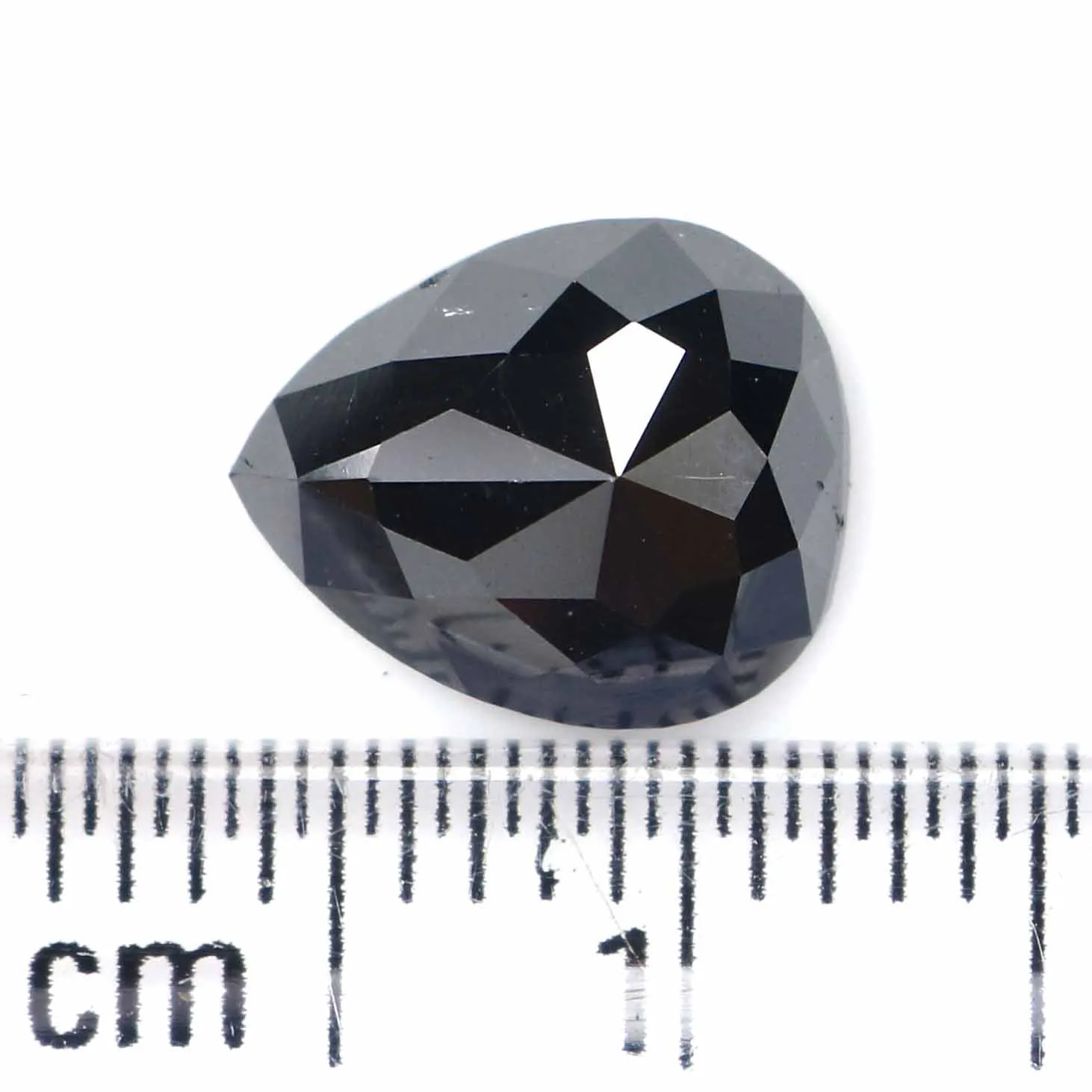 Natural Loose Pear Diamond Black Color 1.62 CT 8.80 MM Pear Shape Rose Cut Diamond L6183