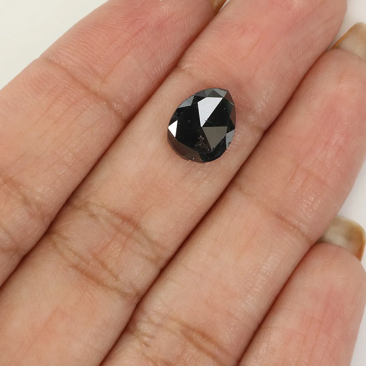 Natural Loose Pear Diamond Black Color 1.89 CT 9.55 MM Pear Shape Rose Cut Diamond L1730