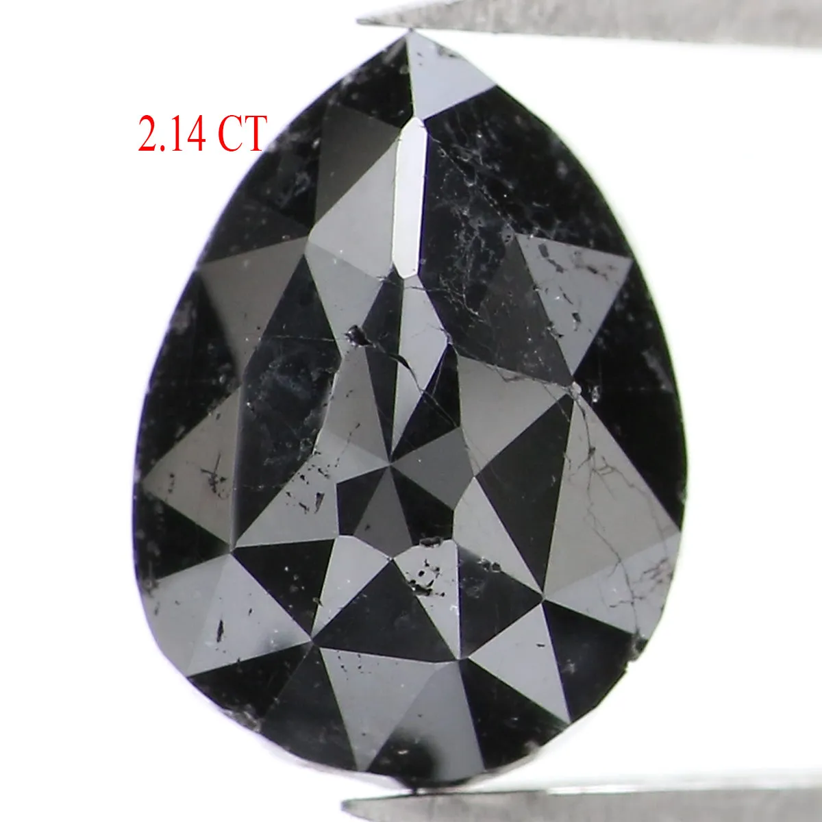 Natural Loose Pear Diamond Black Color 2.14 CT 9.25 MM Pear Shape Rose Cut Diamond L1607