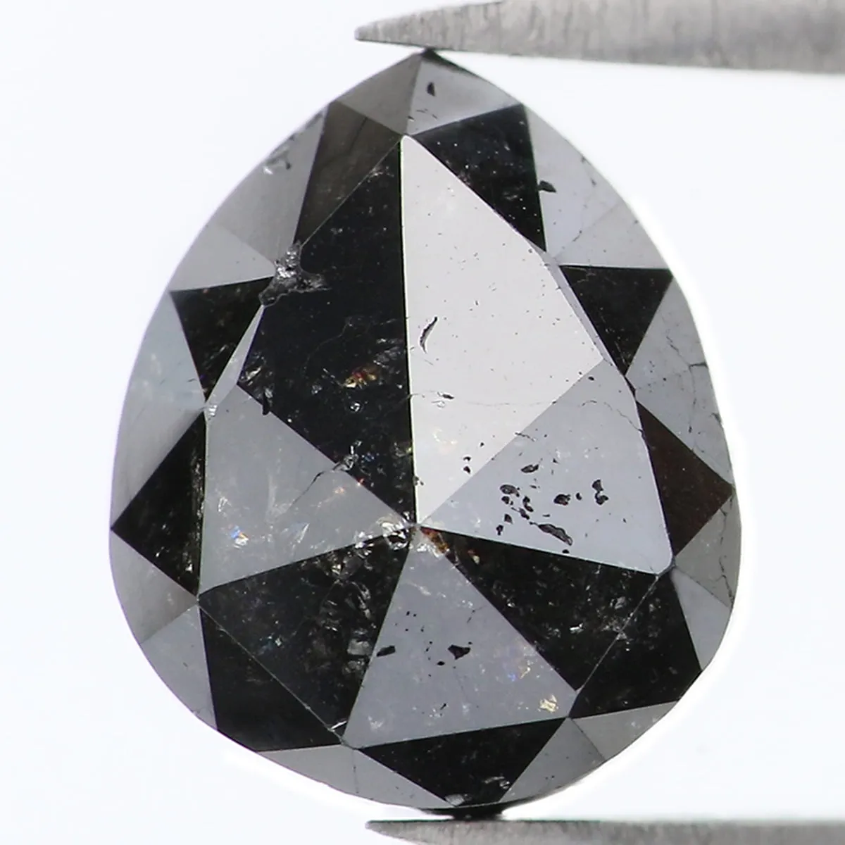 Natural Loose Pear Diamond Black Color 2.17 CT 8.25 MM Pear Shape Rose Cut Diamond L1593