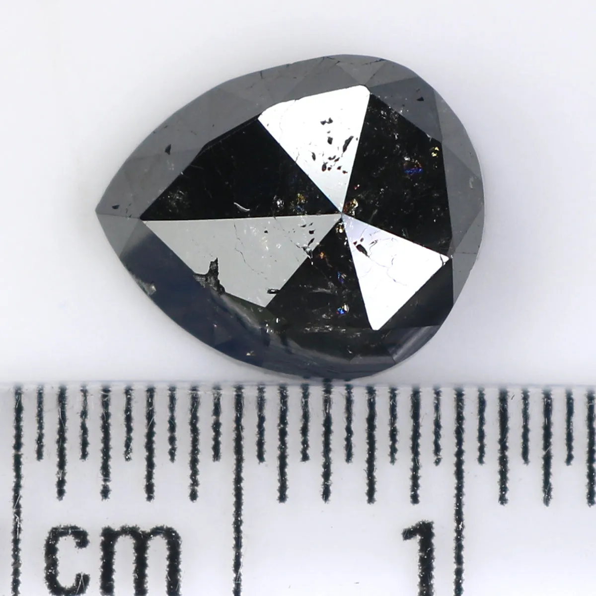 Natural Loose Pear Diamond Black Color 2.17 CT 8.25 MM Pear Shape Rose Cut Diamond L1593