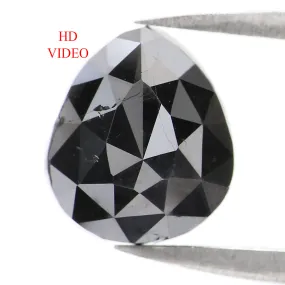 Natural Loose Pear Diamond Black Color 2.47 CT 8.90 MM Pear Shape Rose Cut Diamond L1605