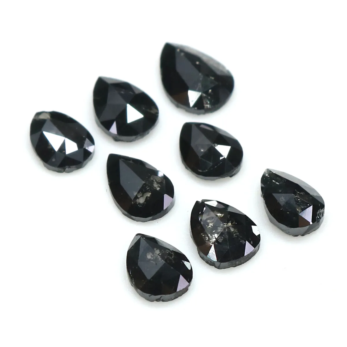 Natural Loose Pear Diamond Black Color 2.56 CT 5.20 MM Pear Shape Rose Cut Diamond L1664