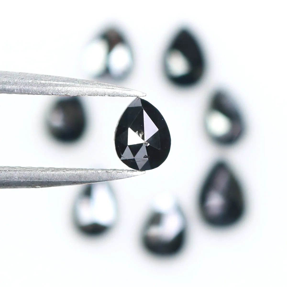 Natural Loose Pear Diamond Black Color 2.56 CT 5.20 MM Pear Shape Rose Cut Diamond L1664