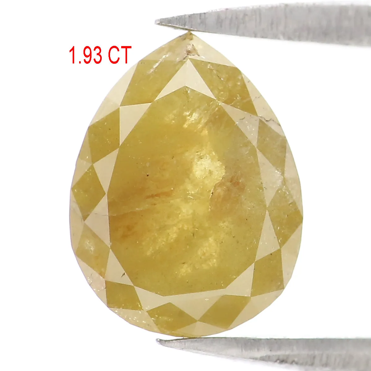 Natural Loose Pear Diamond Yellow Color 1.93 CT 9.33 MM Pear Shape Rose Cut Diamond L2693