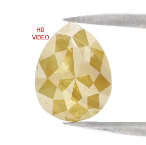 Natural Loose Pear Diamond Yellow Color 1.93 CT 9.33 MM Pear Shape Rose Cut Diamond L2693