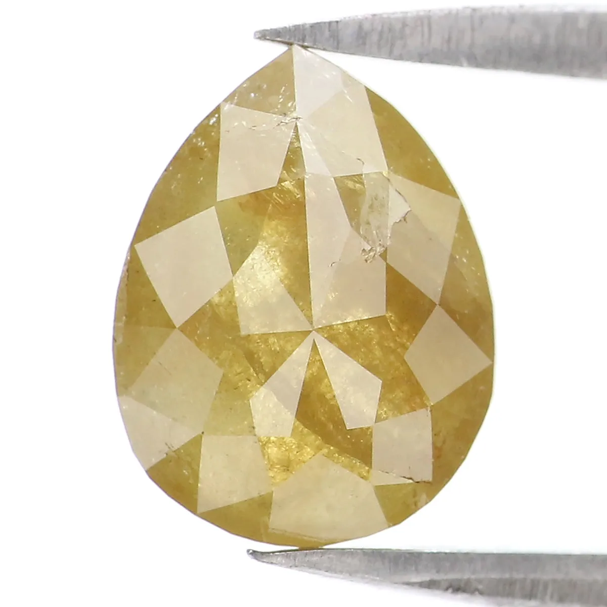 Natural Loose Pear Diamond Yellow Color 1.93 CT 9.33 MM Pear Shape Rose Cut Diamond L2693