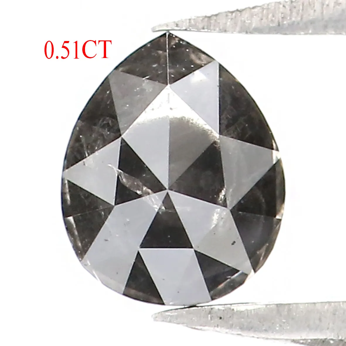 Natural Loose Pear Salt And Pepper Diamond Black Color 0.51 CT 5.30 MM Pear Shape Rose Cut Diamond KR1979