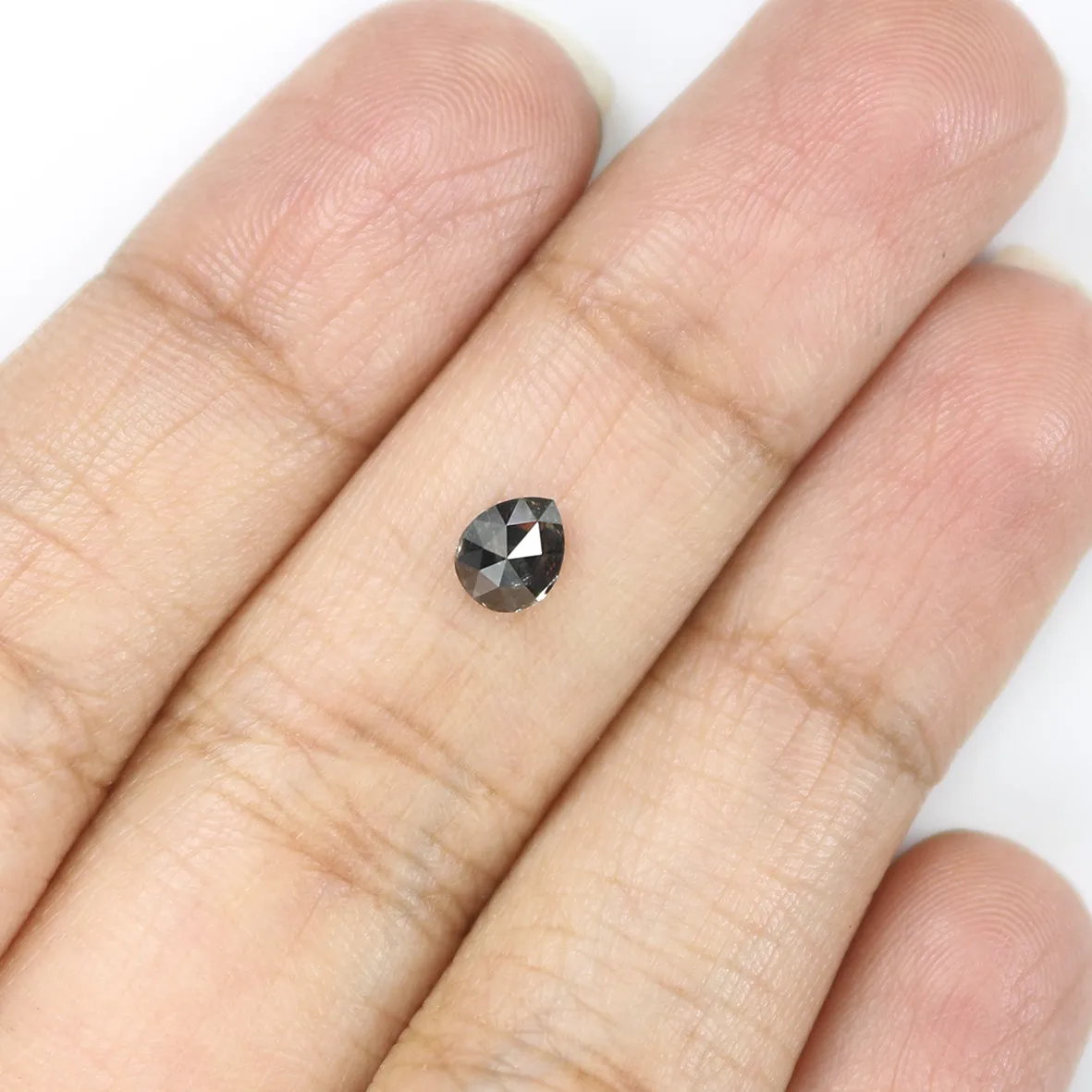 Natural Loose Pear Salt And Pepper Diamond Black Color 0.51 CT 5.30 MM Pear Shape Rose Cut Diamond KR1979