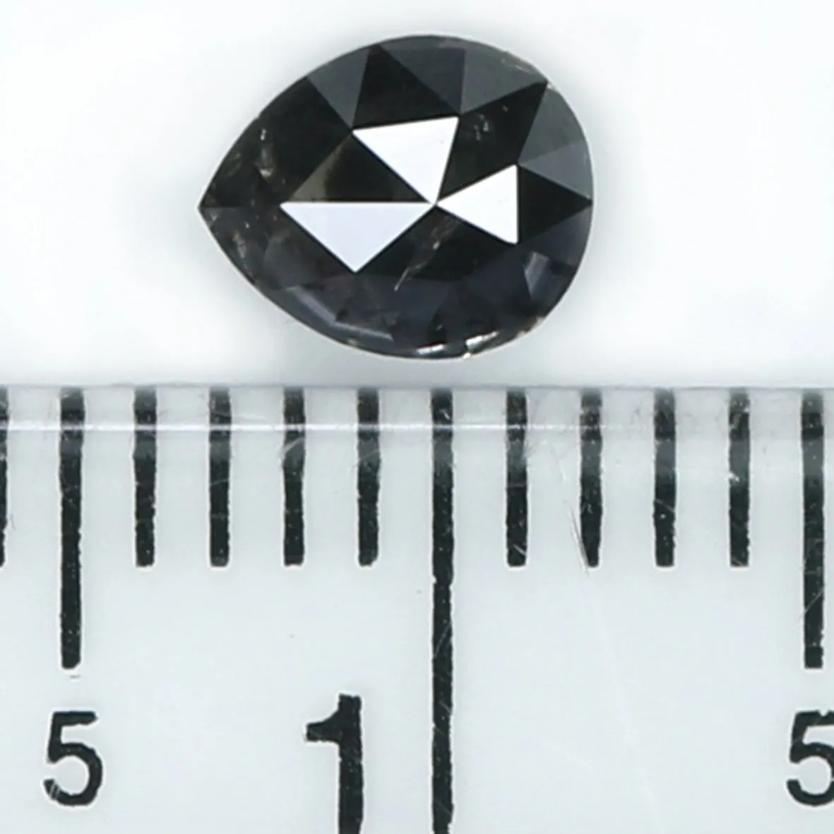 Natural Loose Pear Salt And Pepper Diamond Black Color 0.51 CT 5.30 MM Pear Shape Rose Cut Diamond KR1979