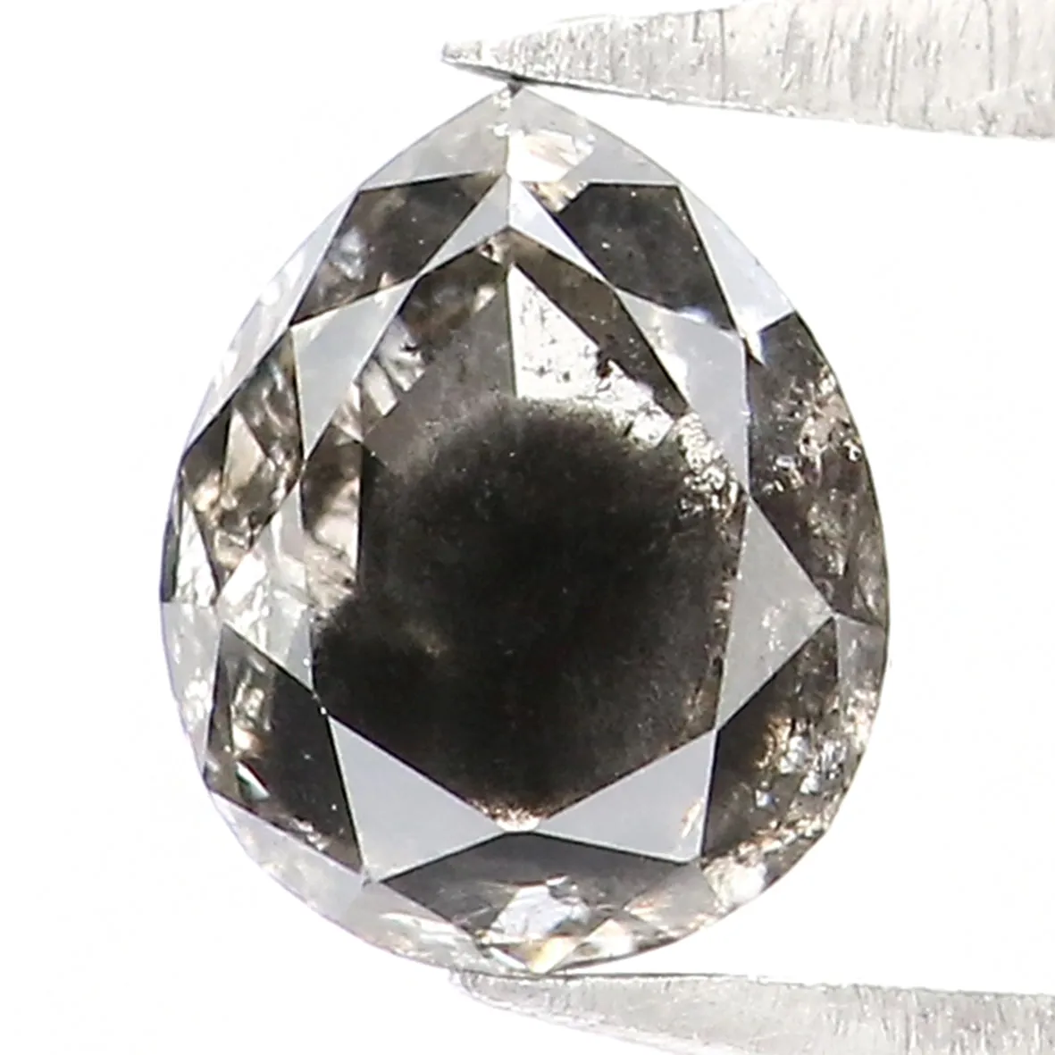 Natural Loose Pear Salt And Pepper Diamond Black Color 0.51 CT 5.30 MM Pear Shape Rose Cut Diamond KR1979