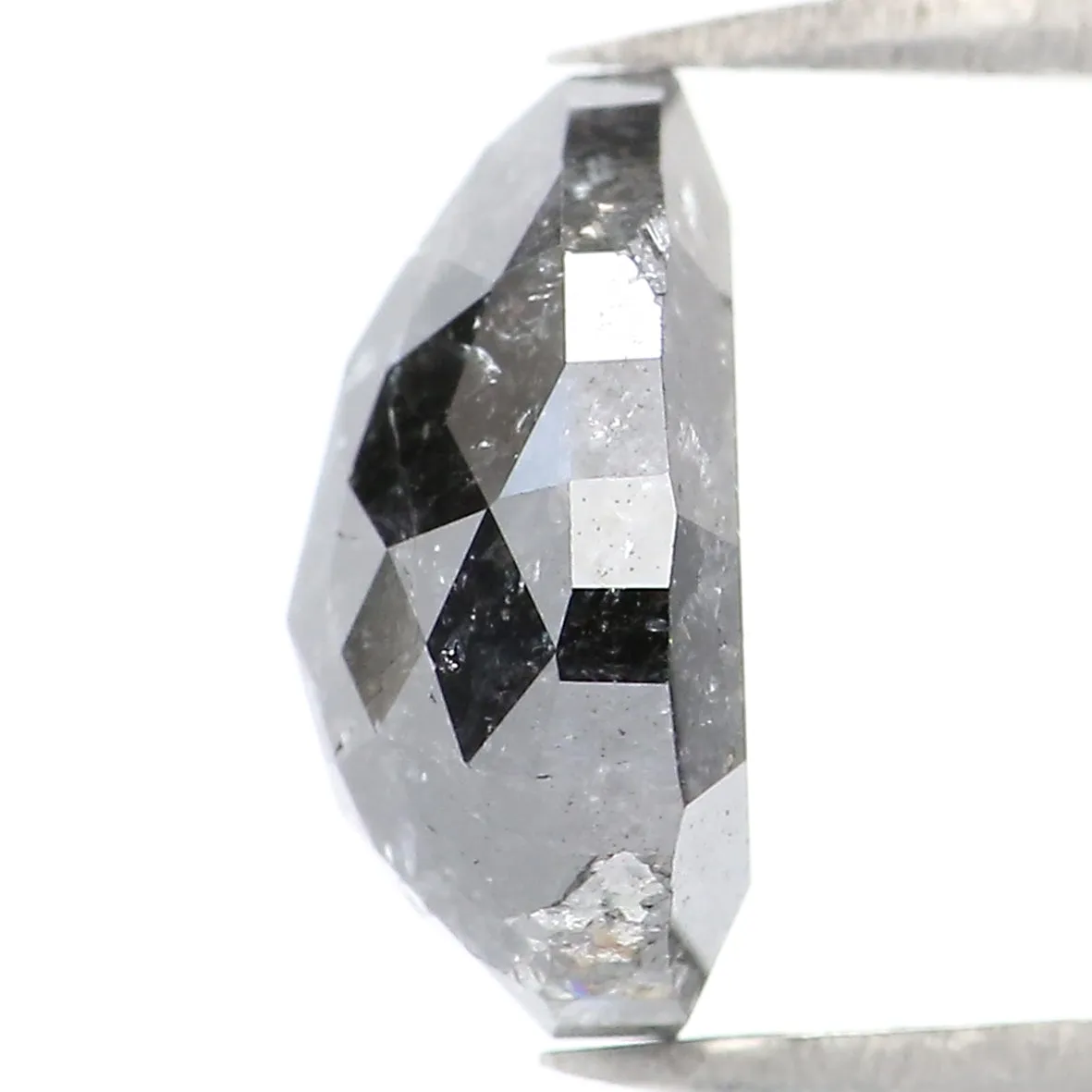 Natural Loose Pear Salt And Pepper Diamond Black Color 2.45 CT 9.20 MM Pear Shape Rose Cut Diamond KR2005