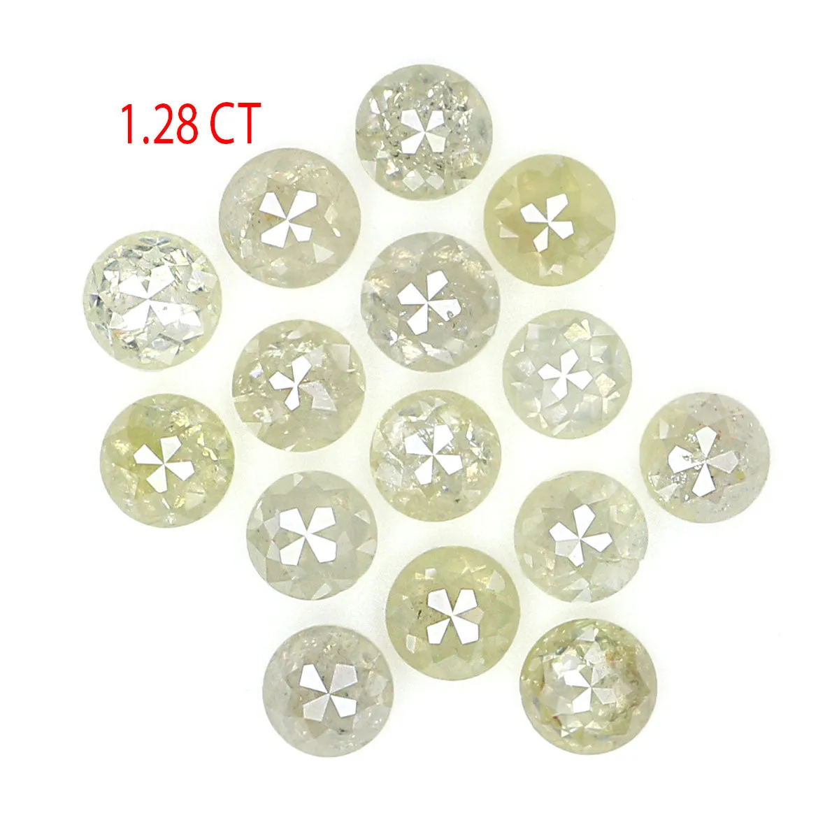 Natural Loose Round Rose Cut Light Yellow Color Diamond 1.28 CT 2.50 MM Round Rose Cut Shape Diamond KR652