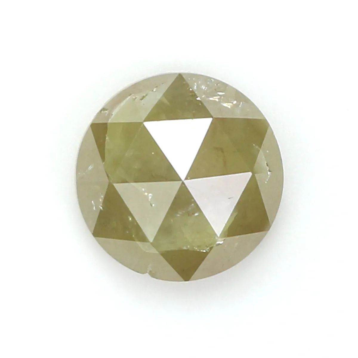 Natural Loose Round Rose Cut Light Yellow Green Color Diamond 1.49 CT 6.75 MM Round Rose Cut Shape Diamond L5803