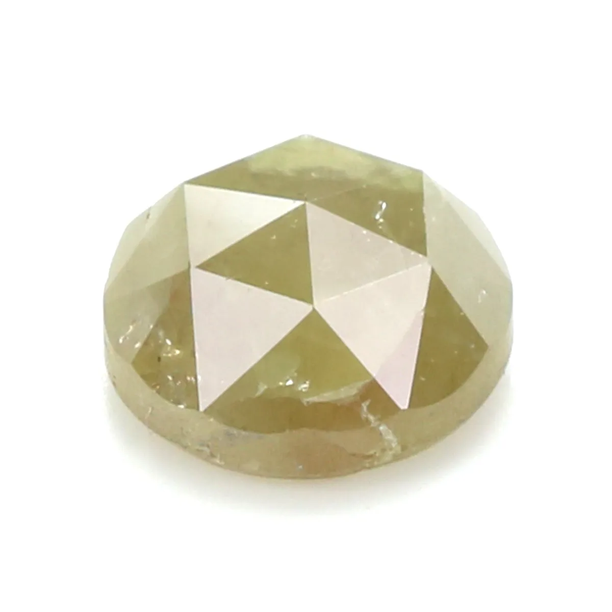 Natural Loose Round Rose Cut Light Yellow Green Color Diamond 1.49 CT 6.75 MM Round Rose Cut Shape Diamond L5803