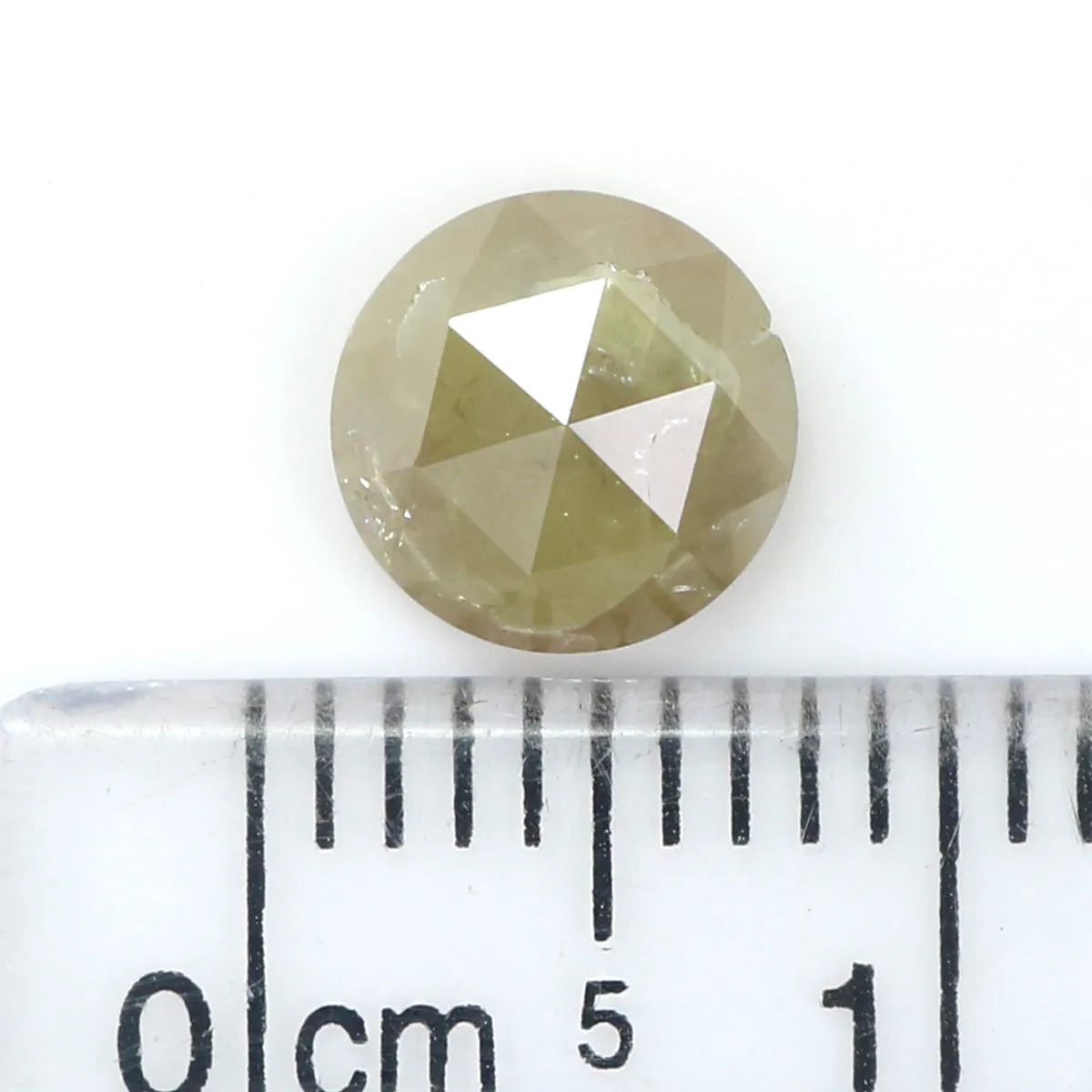 Natural Loose Round Rose Cut Light Yellow Green Color Diamond 1.49 CT 6.75 MM Round Rose Cut Shape Diamond L5803