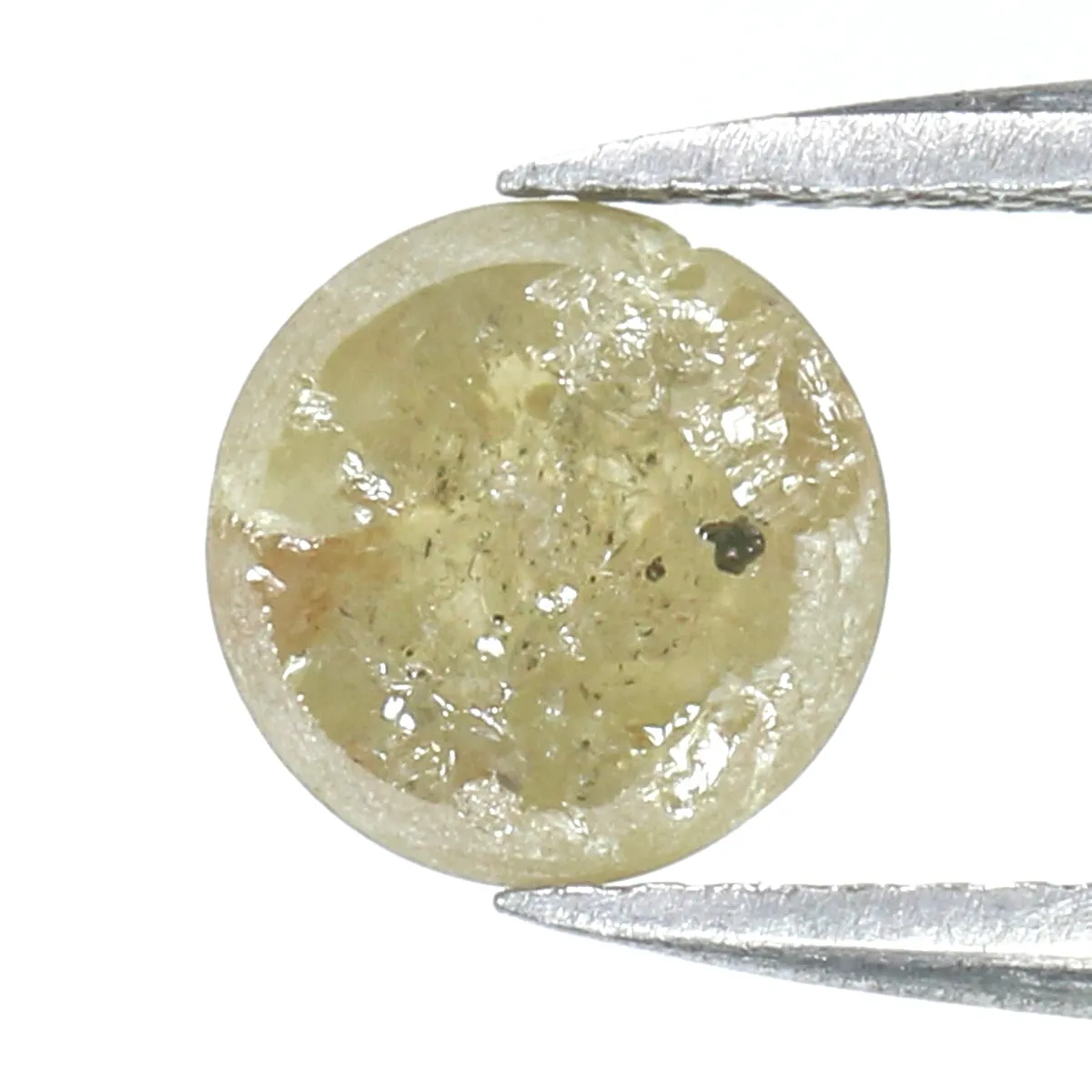 Natural Loose Round Rose Cut Light Yellow Green Color Diamond 1.49 CT 6.75 MM Round Rose Cut Shape Diamond L5803