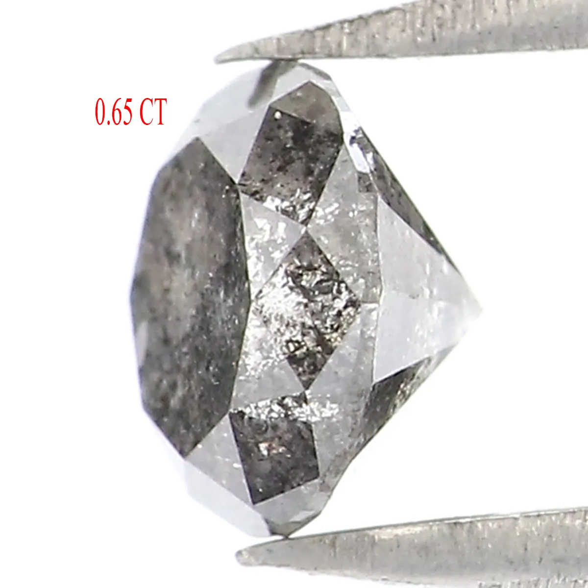 Natural Loose Round Salt And Pepper Diamond Black Grey Color 0.65 CT 5.25 MM Round Brilliant Cut Diamond L041