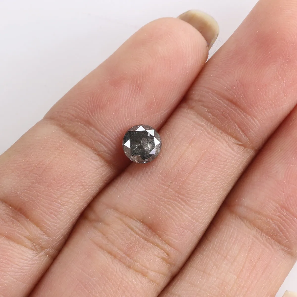 Natural Loose Round Salt And Pepper Diamond Black Grey Color 0.65 CT 5.25 MM Round Brilliant Cut Diamond L041