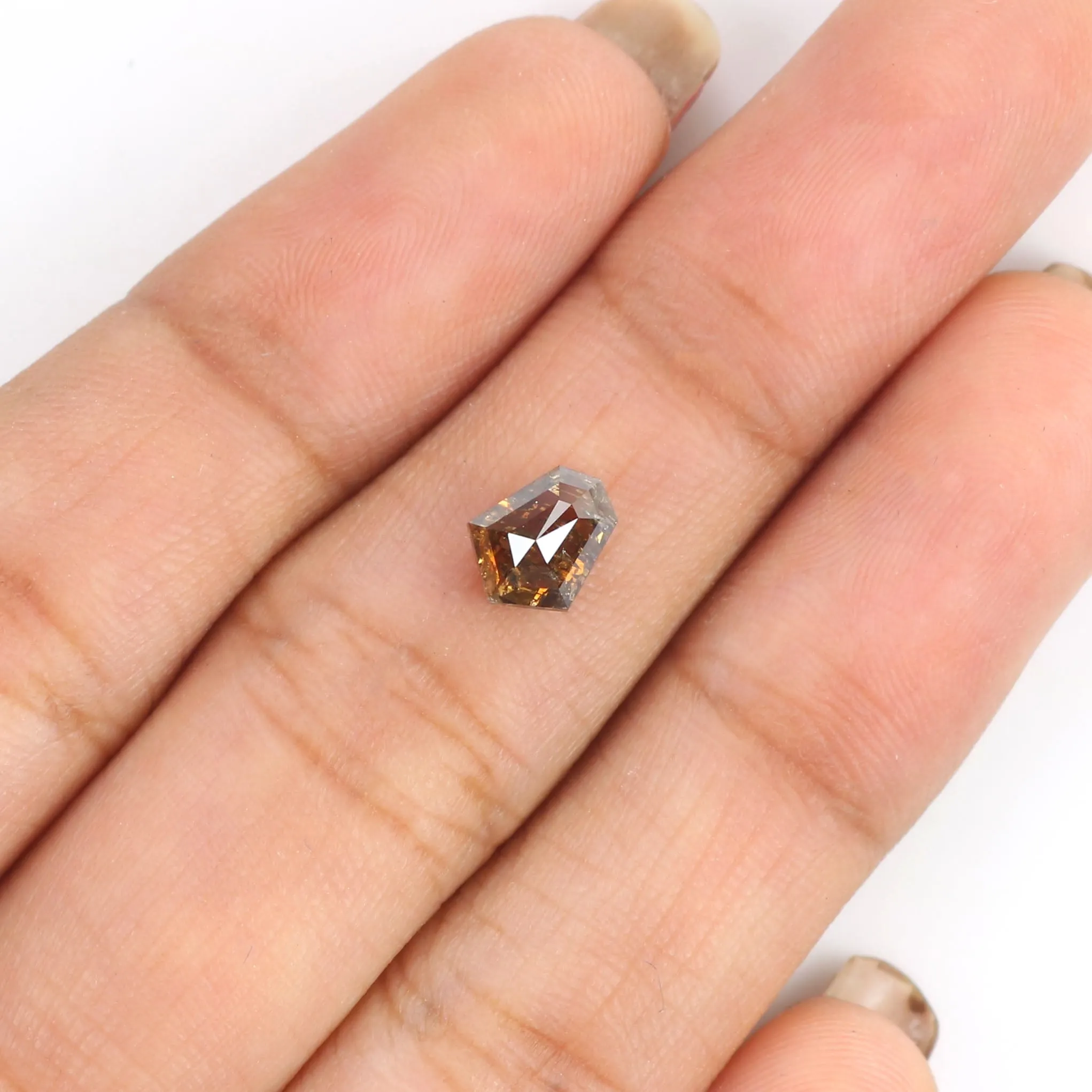 Natural Loose Shield Brown Color Diamond 0.91 CT 6.95 MM Shield Shape Rose Cut Diamond L9584