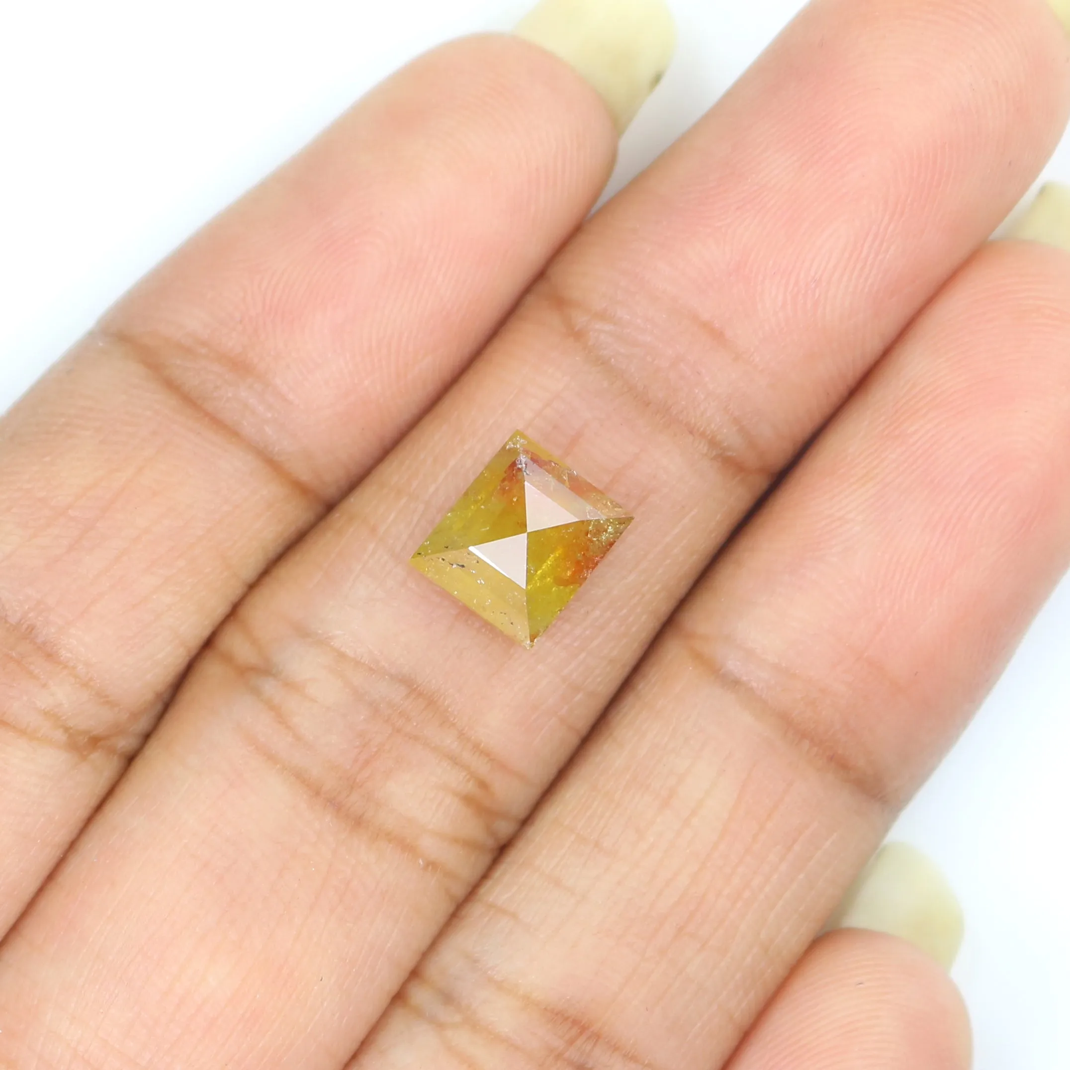 Natural Loose Square Yellow Brown Color Diamond 1.81 CT 7.40 MM Square Shape Rose Cut Diamond L6657