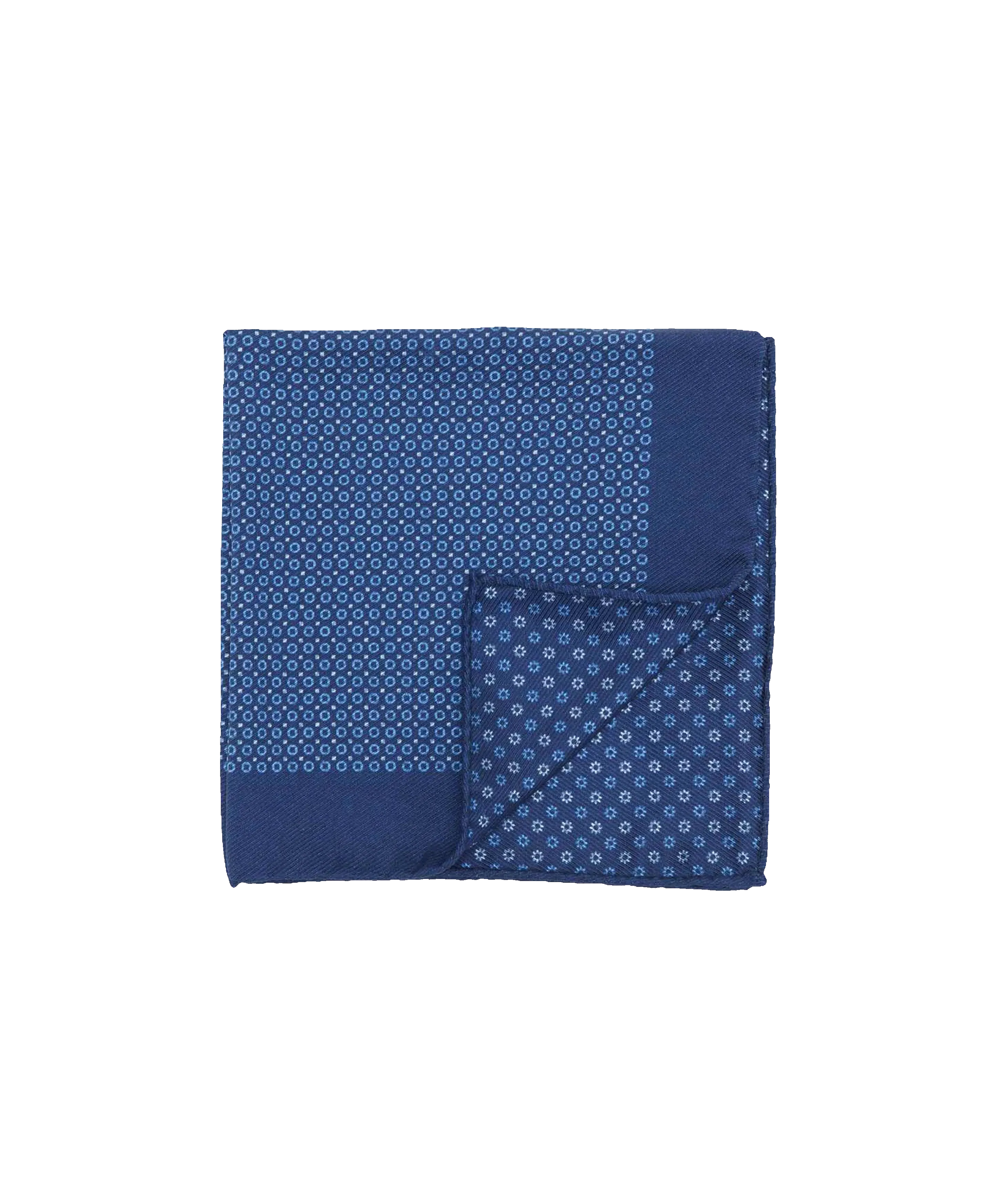 Navy Pocket Square with Small Light Blue Circles | He Spoke Style