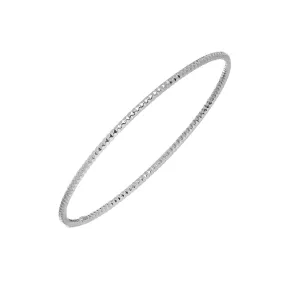 New White Gold Textured Stackable Bangle