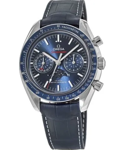 Omega Speedmaster Moonphase Co-Axial Master Chronometer Chronograph Blue Dial Leather Strap Men's Watch 304.33.44.52.03.001