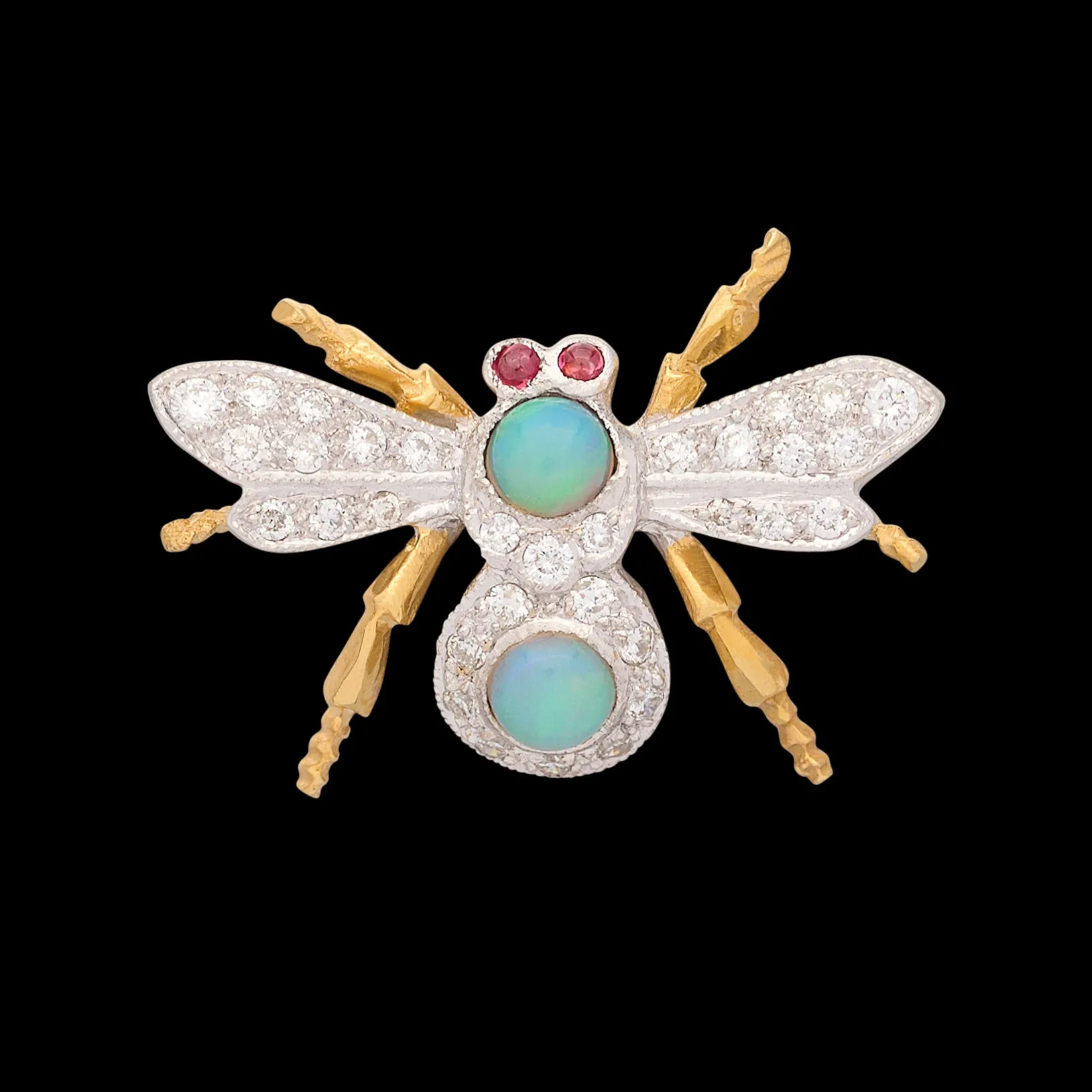 Opal, Diamond and Pink Sapphire Bug Brooch