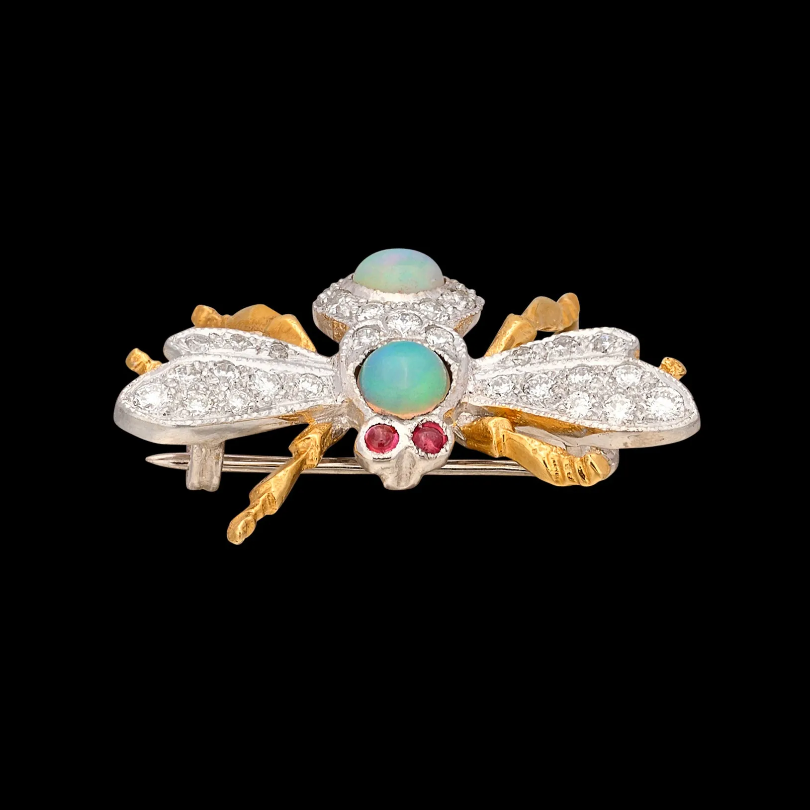 Opal, Diamond and Pink Sapphire Bug Brooch