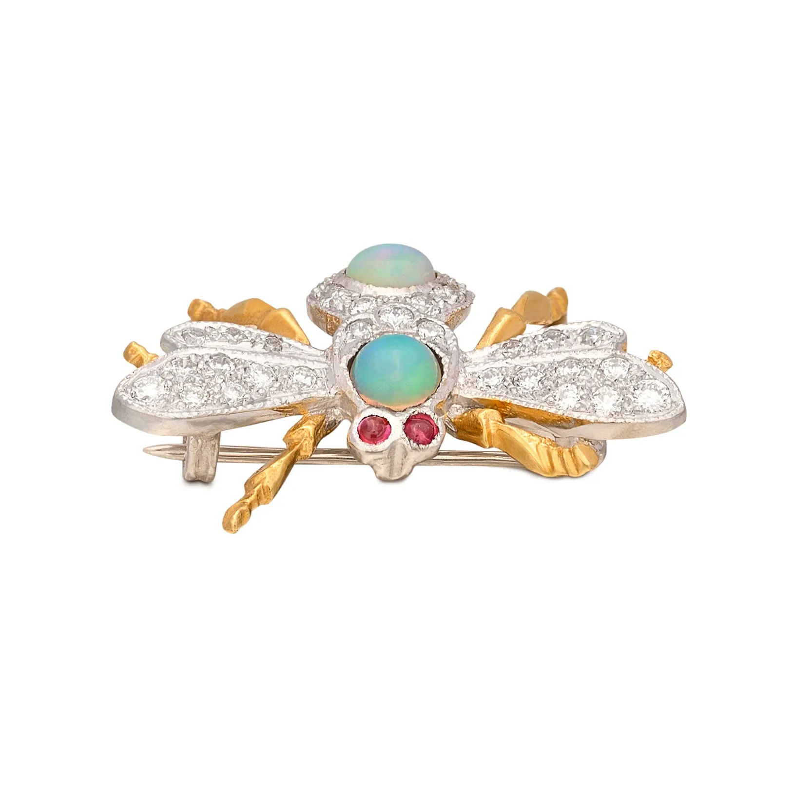 Opal, Diamond and Pink Sapphire Bug Brooch