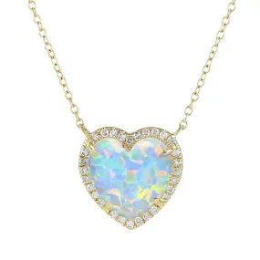 Opal Heart Necklace With Diamonds