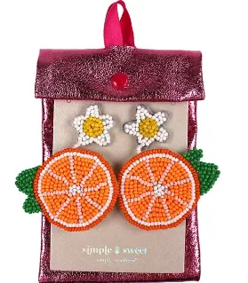 Orange Beaded Earring