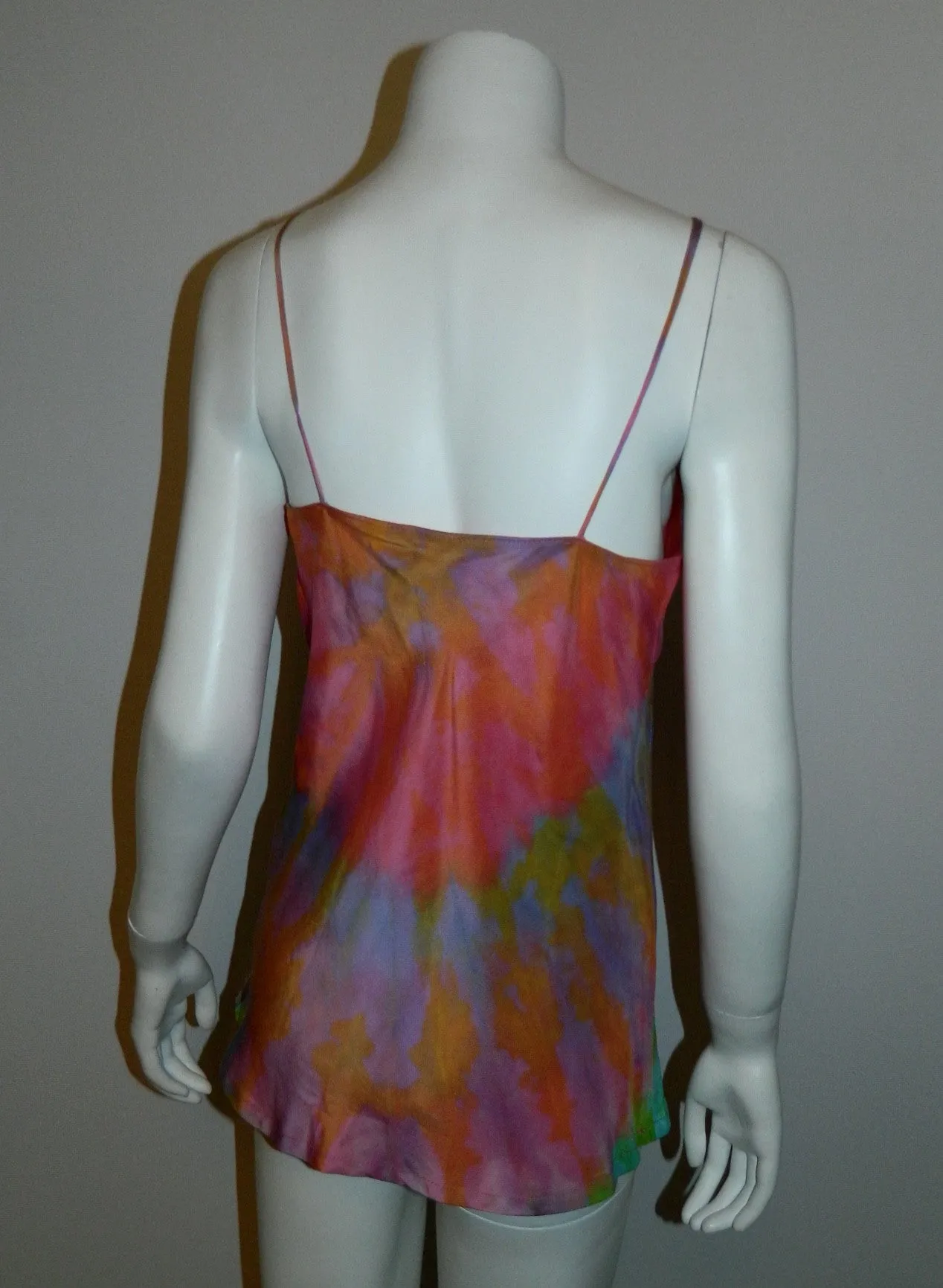 pastel silk HAND DYED camisole rainbow tie- dye / 1970s vintage / OOAK artist made