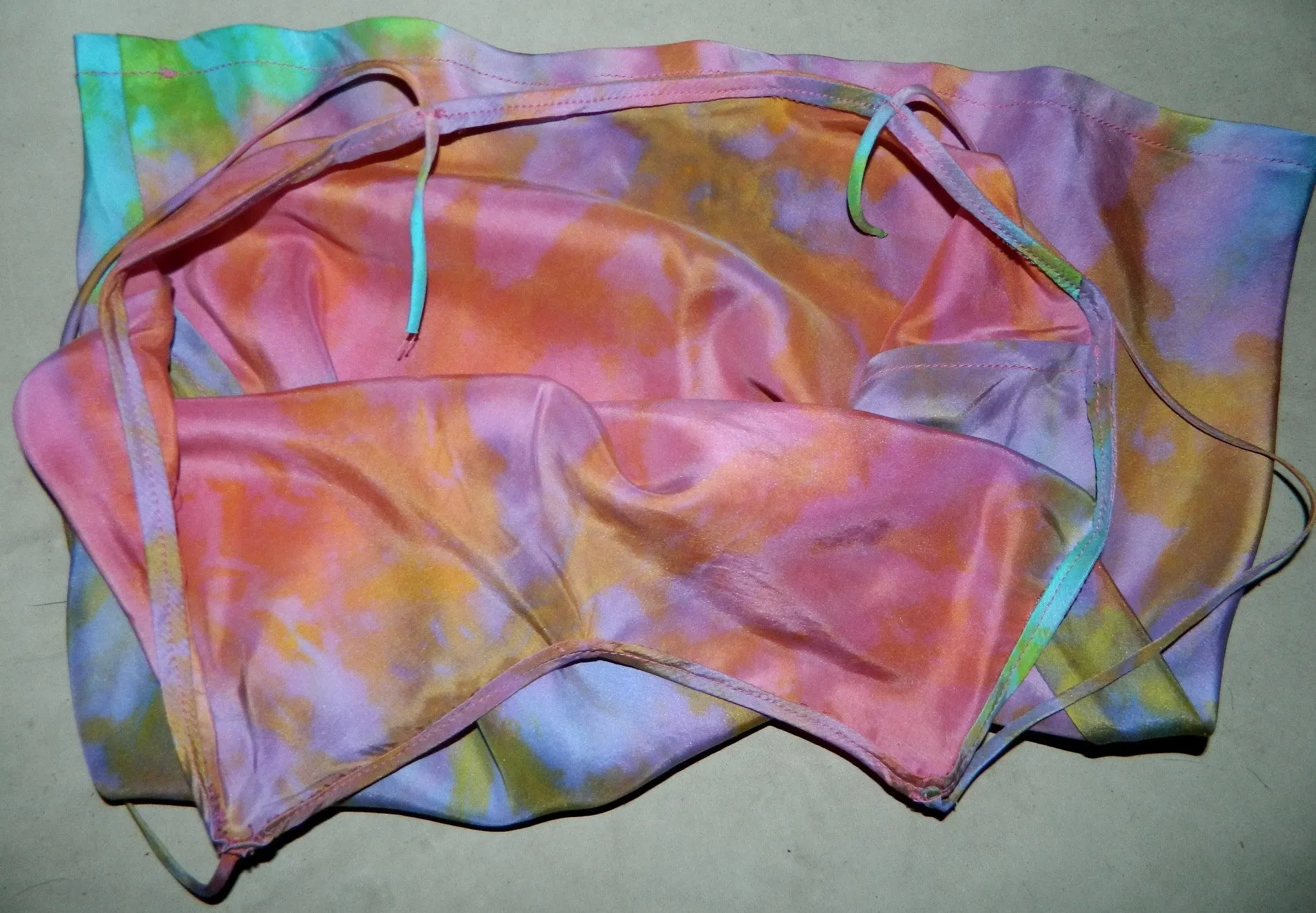 pastel silk HAND DYED camisole rainbow tie- dye / 1970s vintage / OOAK artist made