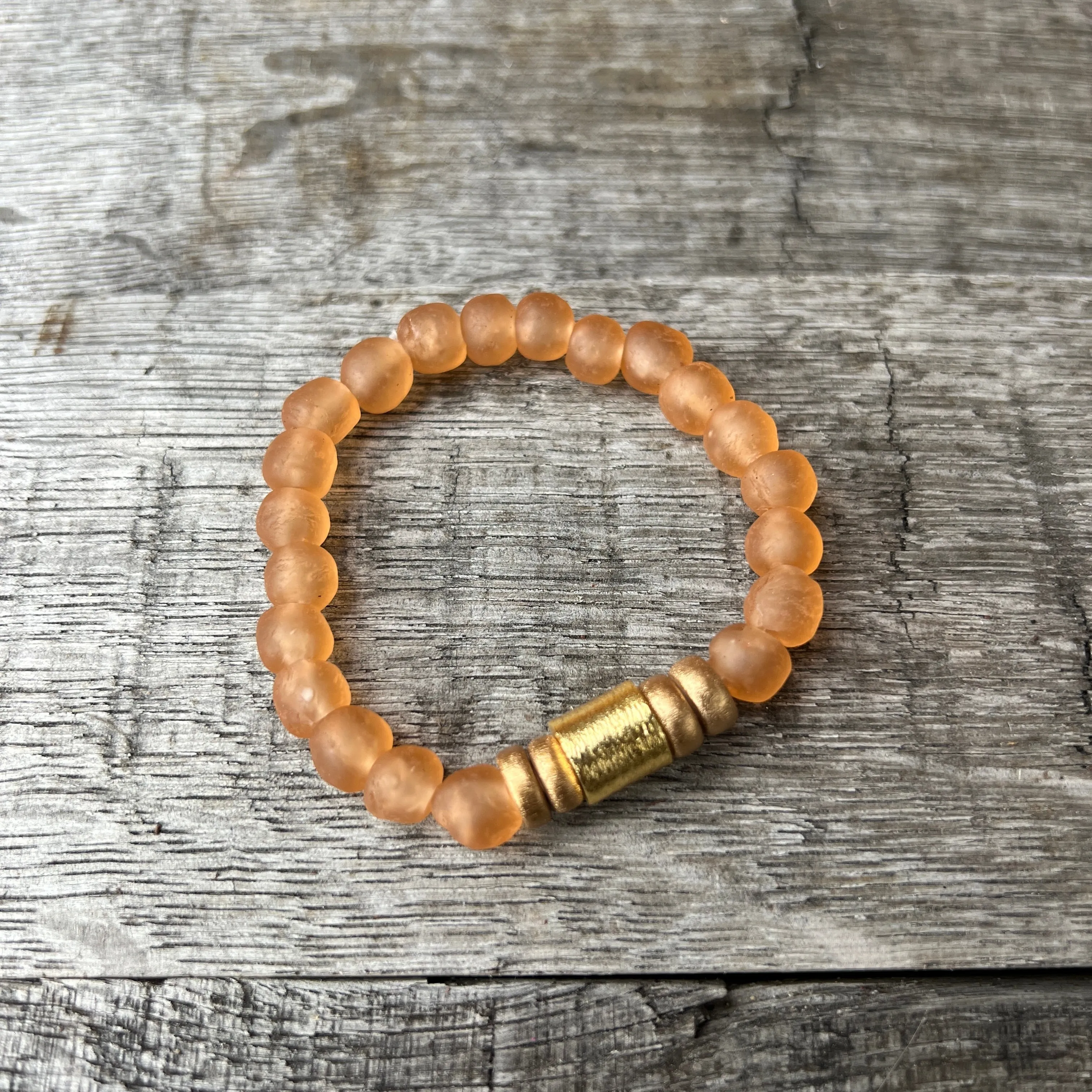 Peach Recycled Glass Bracelet