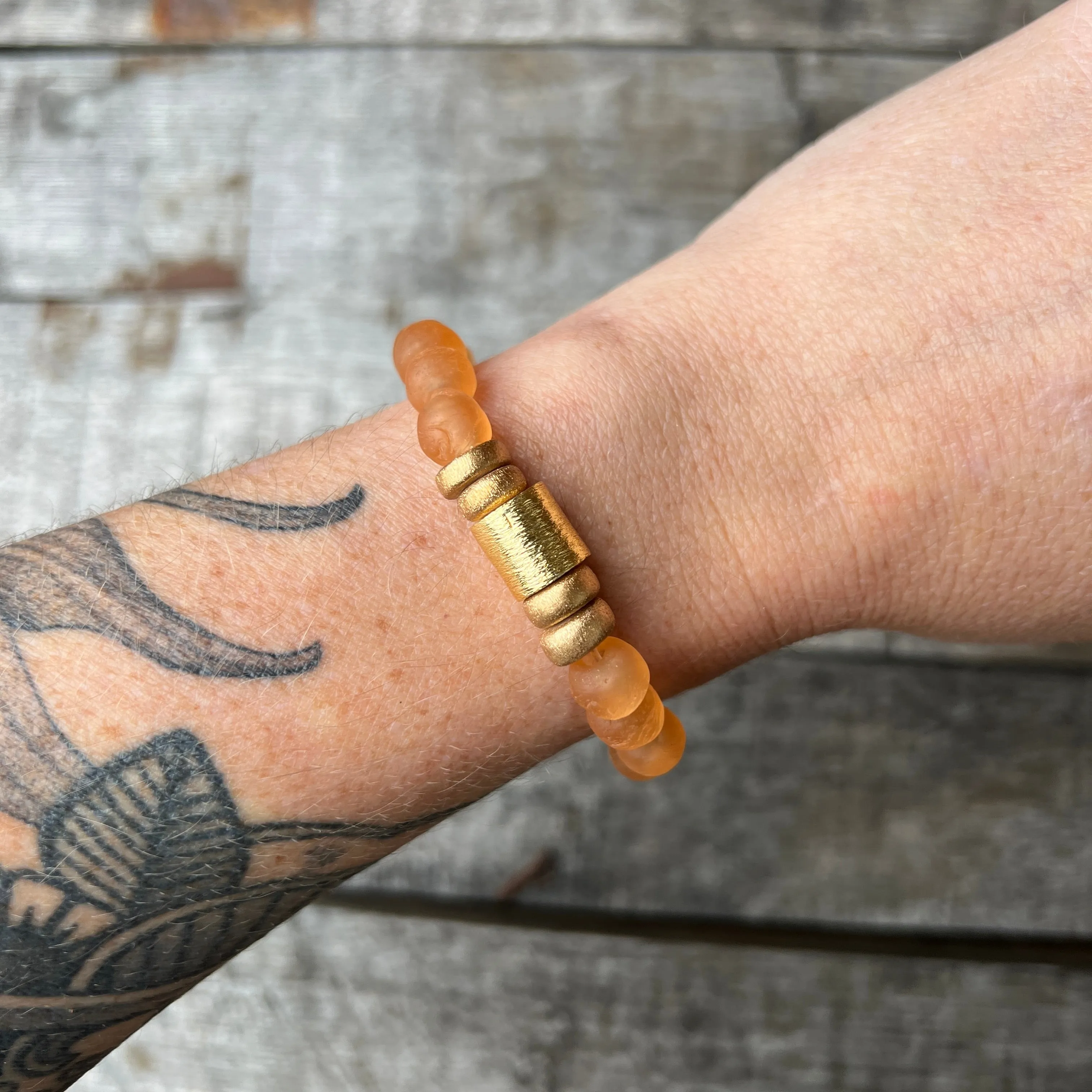 Peach Recycled Glass Bracelet