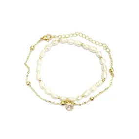 Pearl Rhinestone Bracelet Set