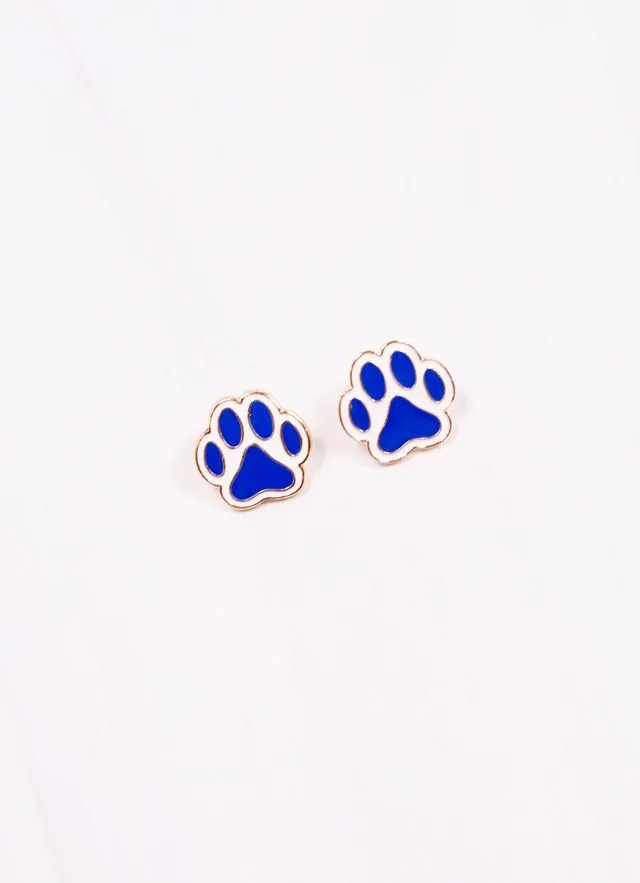 Perfect Paw Print Stud Earring BLUE WHITE