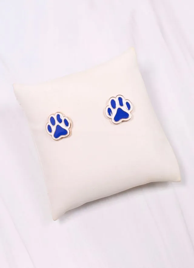 Perfect Paw Print Stud Earring BLUE WHITE