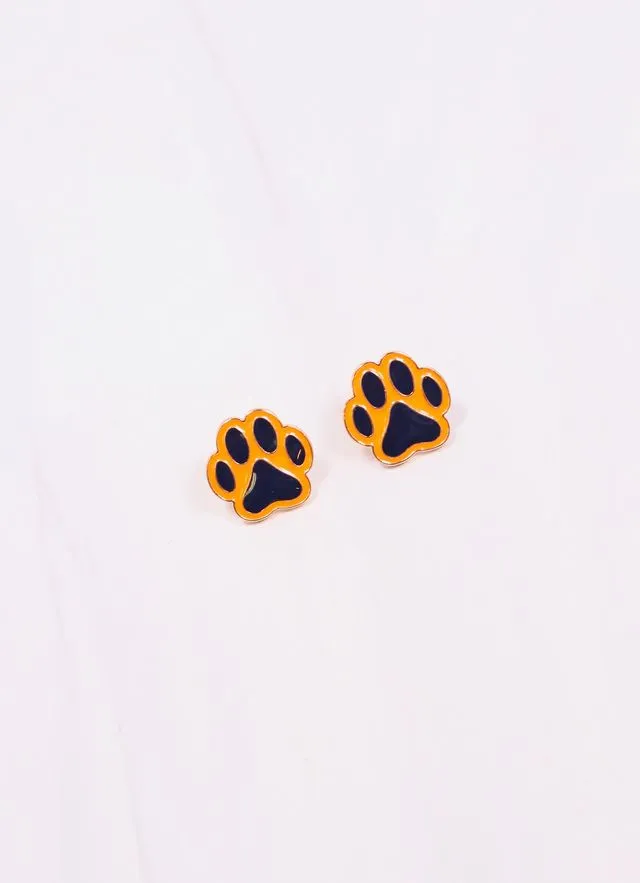 Perfect Paw Print Stud Earring NAVY ORANGE